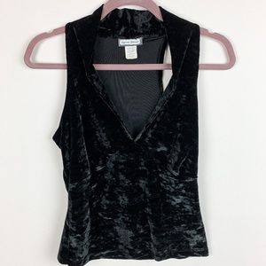 Aqua Blues Black Velvety Top Size M